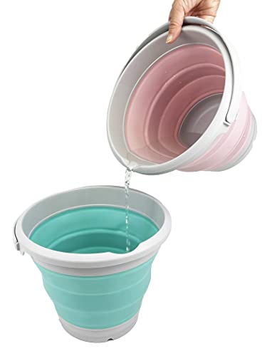 SAMMART 5.5L (1.4 Gallon) Collapsible Plastic Bucket - Foldable Round Tub - Portable Fishing Water Pail - Space Saving Outdoor Waterpot