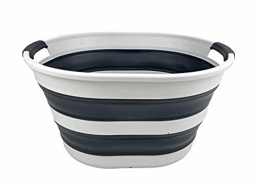 SAMMART 23L (6 Gallons) Collapsible Plastic Laundry Basket - Oval Tub/Basket - Foldable Storage Container/Organizer - Portable Washing Tub