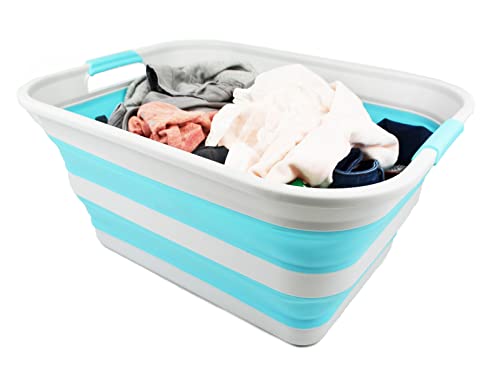 SAMMART 42L Collapsible Plastic Laundry Basket - Foldable Pop Up Storage Container/Organizer - Portable Washing Tub - Space Saving Hamper/Basket