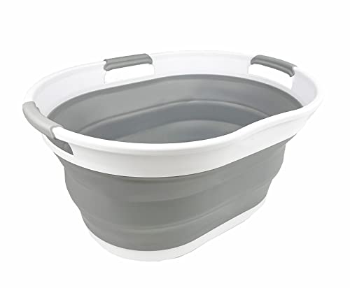 SAMMART 25L (6.6 gallon) Collapsible Plastic Laundry Basket - Foldable Pop Up Storage Container/Organizer - Portable Washing Tub - Space Saving Hamper/Basket