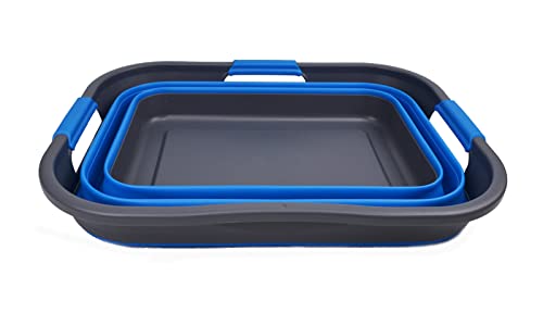 SAMMART 30L(8 gallon) Collapsible Plastic Laundry Basket - Foldable Pop Up Storage Container/Organizer - Portable Washing Tub - Space Saving Hamper/Basket - Water Capacity 24L(6.3 gallon)