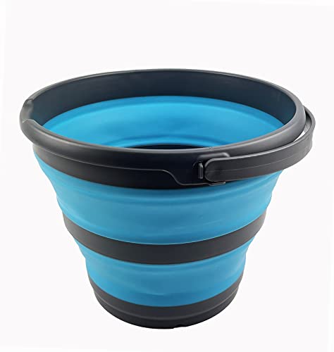 SAMMART 10L (2.6 Gallon) Collapsible Plastic Bucket - Foldable Round Tub - Portable Fishing Water Pail - Space Saving Outdoor Waterpot, Size 33cm Dia