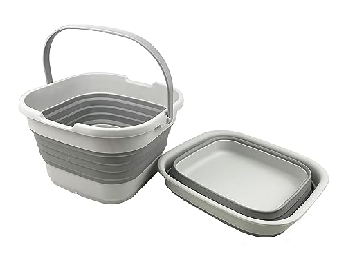 SAMMART Combo Collapsible Dish tub with Handy Basket - Space Saving, Camping Set, Picnic Set, Indoor or Outdoor use, Foldable Storage.
