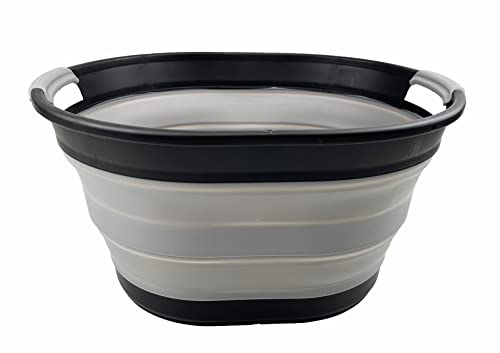 SAMMART 23L Collapsible laundry Basket with Handle - Portable Outdoor Picnic Basket/Crater - Foldable Shopping Bag - Space Saving Storage Container