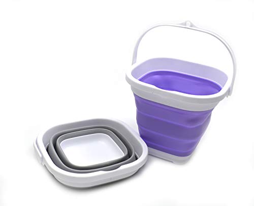 SAMMART Set of 3 Super Mini Sqare Collapsible Plastic Bucket - Foldable Square Tub - Portable Fishing Water Pail - Space Saving Outdoor Waterpot
