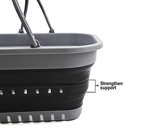 SAMMART 19L (5 Gallon) Collapsible Tub with Handle - Portable Outdoor Picnic Basket/Crater - Foldable Shopping Bag - Space Saving Storage Container