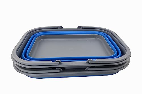 SAMMART 15L (4 gallons) Collapsible Plastic Washing Tub with Handle/Handy Basket - Portable Outdoor Picnic Basket - Foldable Storage Container-Space Saving