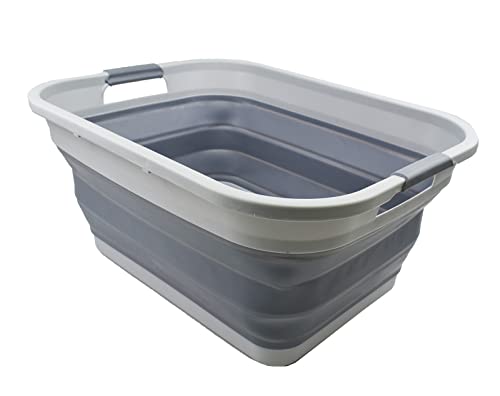 SAMMART 41L (10.8 gallon) Collapsible Plastic Laundry Basket - Foldable Pop Up Storage Container/Organizer - Space Saving Hamper/Basket, Water capacity: 32L(8.4 gallon)