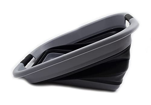 SAMMART 2 pcs Set : 25L (6.6 Gallon) Collapsible Plasic Laundry Basket & 5L (1.32 Gallon) Collapsible Bucket