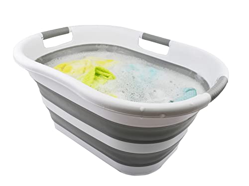 SAMMART 40L (10.5 gallon) Collapsible Plastic Laundry Basket - Foldable Pop Up Storage Container/Organizer - Portable Washing Tub - Space Saving Hamper/Basket