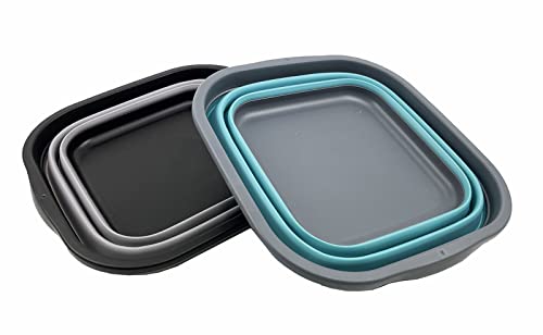 SAMMART 5.5L (1.4 Gallons) Set of 2 Collapsible Tub - Foldable Dish Tub - Portable Washing Basin - Space Saving Plastic Washtub