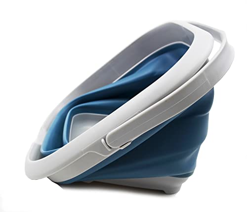 SAMMART 8.5L (2.2 gallons) Collapsible Plastic Square Bucket/Foldable SquareWater Pail/Portable Tub with Handle. Pop Up Saving