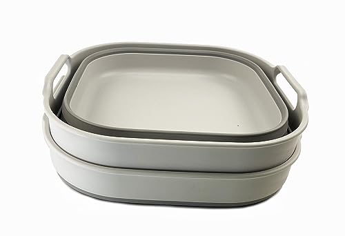 SAMMART 10L (2.6 Gallon) Collapsible Plastic Dishpan - Foldable Washing Basin - Portable Dish Washing Tub - Space Saving - Pop Up Saving