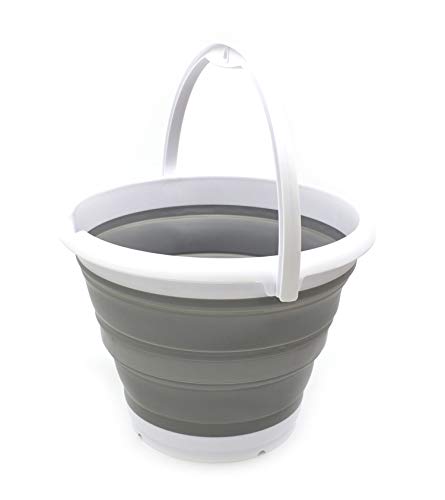 SAMMART 10L (2.6 gallons) Collapsible Plastic Fishing Bucket - Foldable Round Tub with Handle - Portable Plastic Water Pail - Pop Up Saving Outdoor Waterpot