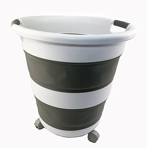 SAMMART 34L (8.9 Gallons) Collapsible Plastic Laundry Basket with Wheels - Foldable Pop Up Storage Container/Organizer with wheels