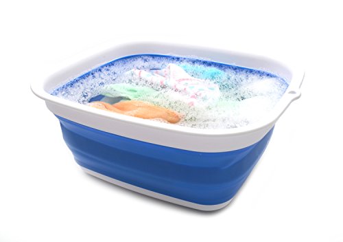 SAMMART Collapsible Tub - Foldable Dish Tub - Portable Washing Basin - Space Saving Plastic Washtub