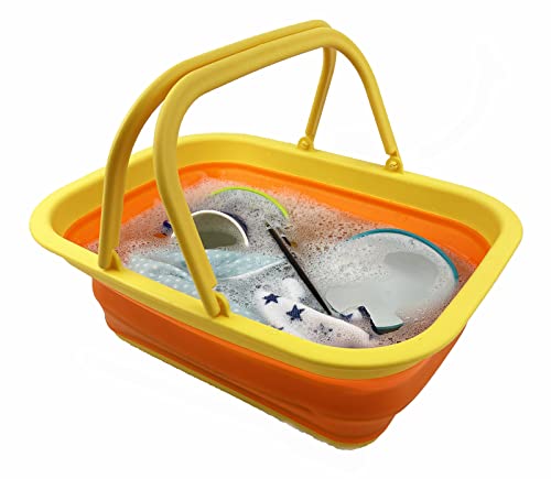 SAMMART 9.2L (2.37Gallon) Collapsible Tub with Handle - Portable Outdoor Picnic Basket/Crater - Foldable Shopping Bag - Space Saving Storage Container