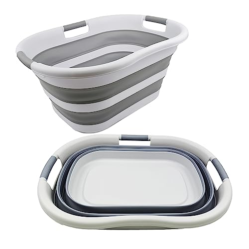 SAMMART 40L (10.5 gallon) Collapsible Plastic Laundry Basket - Foldable Pop Up Storage Container/Organizer - Portable Washing Tub - Space Saving Hamper/Basket