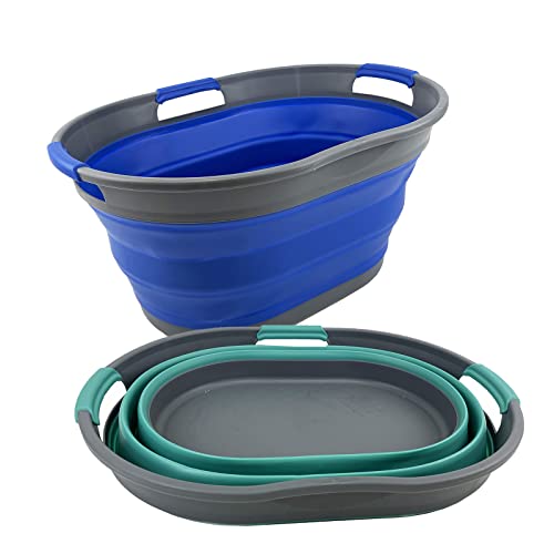 SAMMART 25L (6.6 gallon) Collapsible Plastic Laundry Basket - Foldable Pop Up Storage Container/Organizer - Portable Washing Tub - Space Saving Hamper/Basket