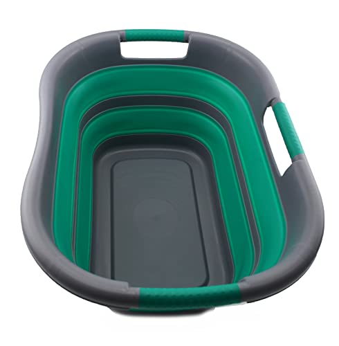 SAMMART 30L (7.9 gallon) Collapsible Plastic Laundry Basket - Foldable Pop Up Storage Container/Organizer - Portable Washing Tub - Space Saving Hamper/Basket