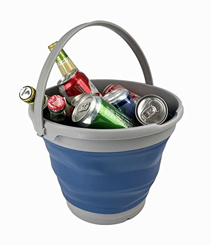 SAMMART 10L (2.6 gallons) Collapsible Plastic Bucket - Foldable Round Tub with Handle- Portable Fishing Bucket/Water Pail - Pop Up Saving