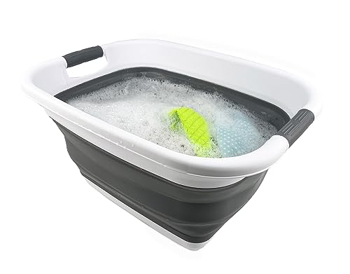 SAMMART 25L (6.6 gallons) Collapsible Plastic Laundry Basket/Washing Tub - Portable Storage Container/Organizer - Portable Laundry Hamper - Pop Up Saving