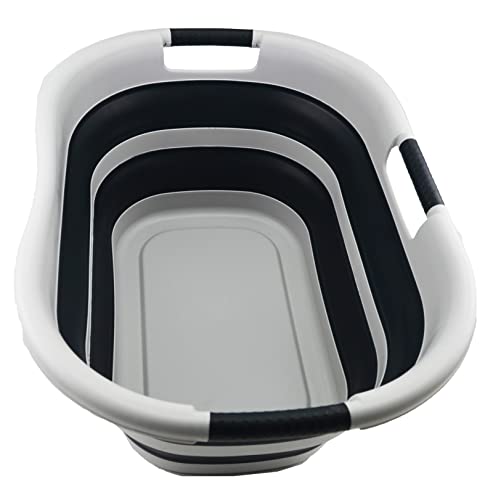 SAMMART 40L (10.5 gallon) Collapsible Plastic Laundry Basket - Foldable Pop Up Storage Container/Organizer - Portable Washing Tub - Space Saving Hamper/Basket