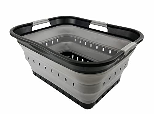 SAMMART 42L (11 gallon) Collapsible Plastic Laundry Basket - Foldable Pop Up Storage Container/Organizer - Portable Basket - Space Saving Hamper/Basket