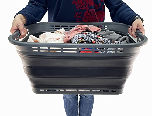 SAMMART 42L (11 gallons) Collapsible Plastic Laundry Hamper/Basket - Foldable Storage Container/Organizer - Portable Laundry Basket - Easy Storage Space Saving