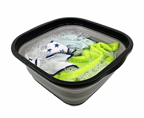 SAMMART 5.5L (1.4 Gallons) Set of 2 Collapsible Tub - Foldable Dish Tub - Portable Washing Basin - Space Saving Plastic Washtub