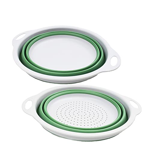 SAMMART 2.6L (0.68 gallons) Collapsible TPE/PP Colander & Bowl Set. Foldable Washing Basin - Portable Dish Washing Tub - Space Saving Colander