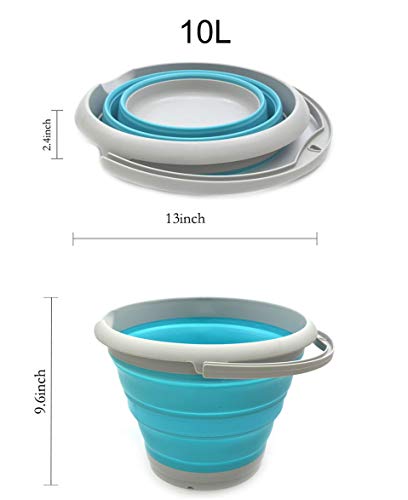 SAMMART 10L (2.64Gallon) Collapsible Fishing Bucket - Foldable Round Tub - Portable Plastic Water Pail - Space Saving Outdoor Waterpot - Trunk Organizer