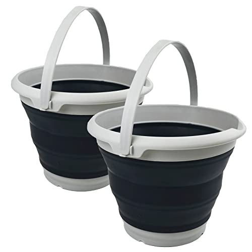 SAMMART 8.5L (2.2 Gallon) Collapsible Plastic Bucket - Foldable Round Tub - Portable Fishing Water Pail - Space Saving Outdoor Waterpot. Size 31cm Dia