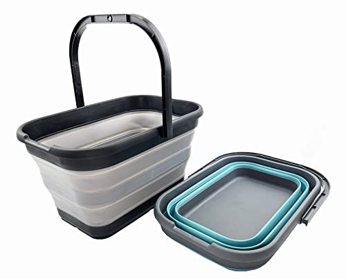 SAMMART 12L (3.1 Gallon) Collapsible Rectangular Handy Basket/Bucket/Multiuse Foldable Water Pail for Camping, Fishing