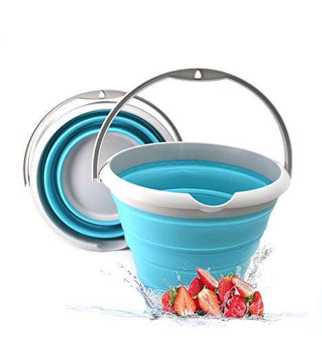 SAMMART 10L (2.64Gallon) Collapsible Fishing Bucket - Foldable Round Tub - Portable Plastic Water Pail - Space Saving Outdoor Waterpot - Trunk Organizer