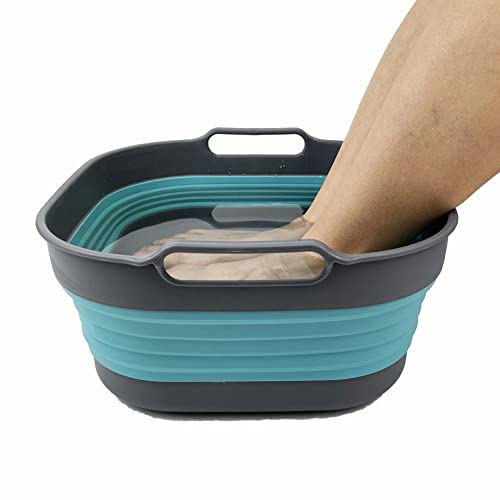 SAMMART 10L (2.64 Gallon) Collapsible Dishpan - Foldable Washing Basin - Portable Dish Washing Tub - Space Saving Kitchen Storage Tray