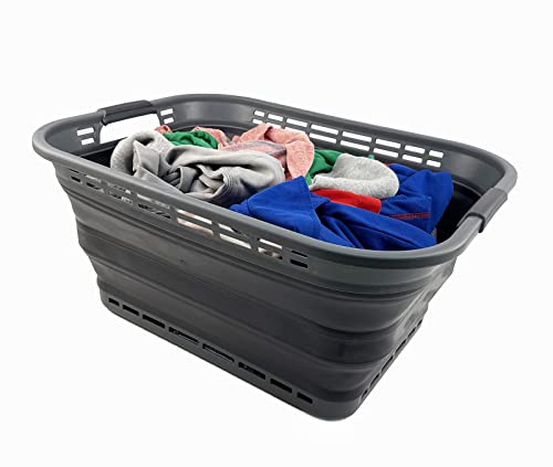 SAMMART 42L (11 gallons) Collapsible Plastic Laundry Hamper/Basket - Foldable Storage Container/Organizer - Portable Laundry Basket - Easy Storage Space Saving