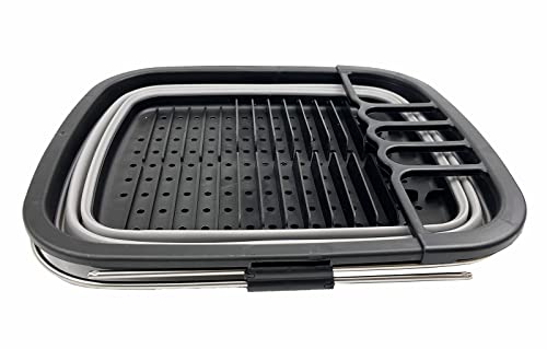 SAMMART 8L (2.11Gallons) Expandable Collapsible Dish Drainer - Foldable Drying Rack - Portable Dinnerware Organizer - Space Saving Kitchen Storage Tray