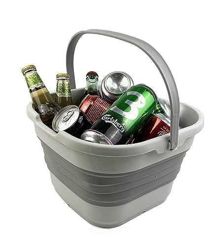 SAMMART Combo Collapsible Dish tub with Handy Basket - Space Saving, Camping Set, Picnic Set, Indoor or Outdoor use, Foldable Storage.
