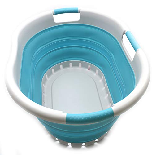 SAMMART 36L (9.5 gallon) Collapsible 3 Handled Plastic Laundry Basket-Foldable Pop Up Storage Container/Organizer-Space Saving Basket