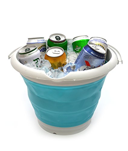 SAMMART 2 pcs Set : 31L (8.1 Gallon) Collapsible Plasic Laundry Basket & 10L (2.6 Gallon) Collapsible Bucket/Waterpot