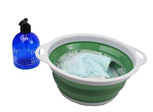 SAMMART 2.6L (0.68 Gallon) Collapsible Tub - Foldable Dish Tub - Portable Washing Basin - Space Saving Plastic Washtub