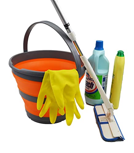 SAMMART 10L (2.6 Gallon) Collapsible Plastic Bucket - Foldable Round Tub - Portable Fishing Water Pail - Space Saving Outdoor Waterpot, Size 33cm Dia (Grey)