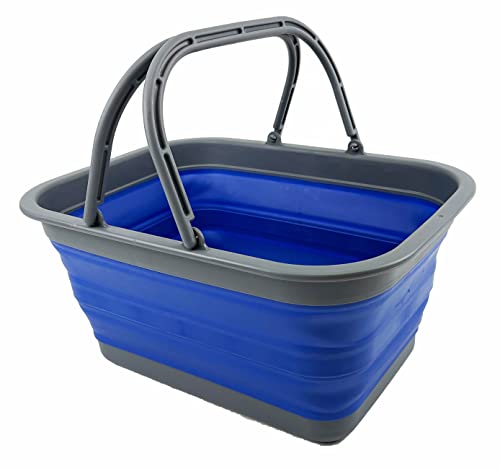 SAMMART SAMMART 12L (3.17Gallon) Collapsible Tub with Handle - Portable Outdoor Picnic Basket/Crater - Foldable Shopping Bag - Space Saving Storage Container