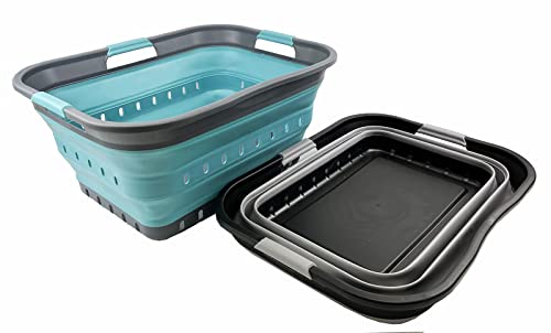 SAMMART 42L (11 gallon) Collapsible Plastic Laundry Basket - Foldable Pop Up Storage Container/Organizer - Portable Basket - Space Saving Hamper/Basket