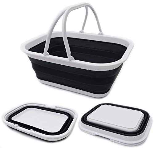 SAMMART 15.5L (4.1 Gallons) Collapsible Tub with Handle - Portable Outdoor Picnic Basket/Crater - Foldable Shopping Bag - Space Saving Storage Container