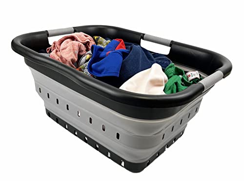 SAMMART 41L (10.8 Gallon) Collapsible Plastic Laundry Basket - Foldable Pop Up Storage Container/Organizer - Portable Washing Tub - Space Saving Hamper/Basket