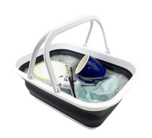 SAMMART SAMMART 9.2L (2.37Gallon) Collapsible Tub with Handle - Portable Outdoor Picnic Basket/Crater - Foldable Shopping Bag - Space Saving Storage Container