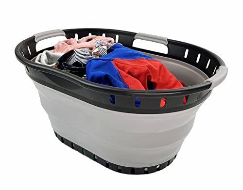 SAMMART 25L (6.6 gallon) Collapsible Plastic Laundry Basket - Foldable Pop Up Storage Container/Organizer - Space Saving Hamper/Basket