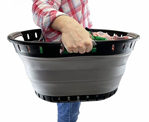 SAMMART 25L (6.6 gallon) Collapsible Plastic Laundry Basket - Foldable Pop Up Storage Container/Organizer - Space Saving Hamper/Basket